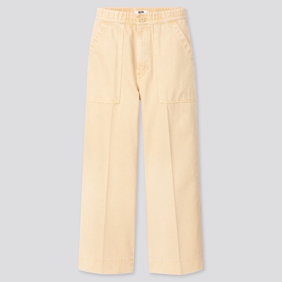 UNIQLO U Denim Relaxed Fit Ankle Length Trousers Cream Size Large L - Picture 1 of 1